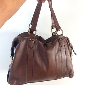 Burgundy brown faux leather purse